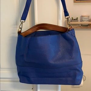 Blue Leather Bag Tote